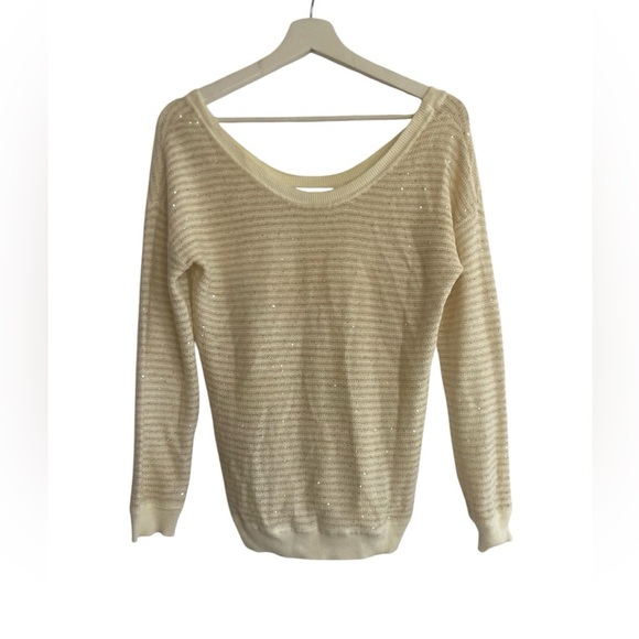 Sandro Paris Ivory Sequin Scoop Neck Sweater Size 1 (S) - Picture 1 of 16
